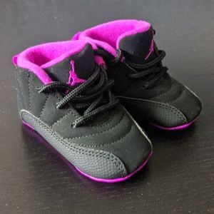 2016 Infant Black & Hyper Violet Jordan 12 (Size 2c)